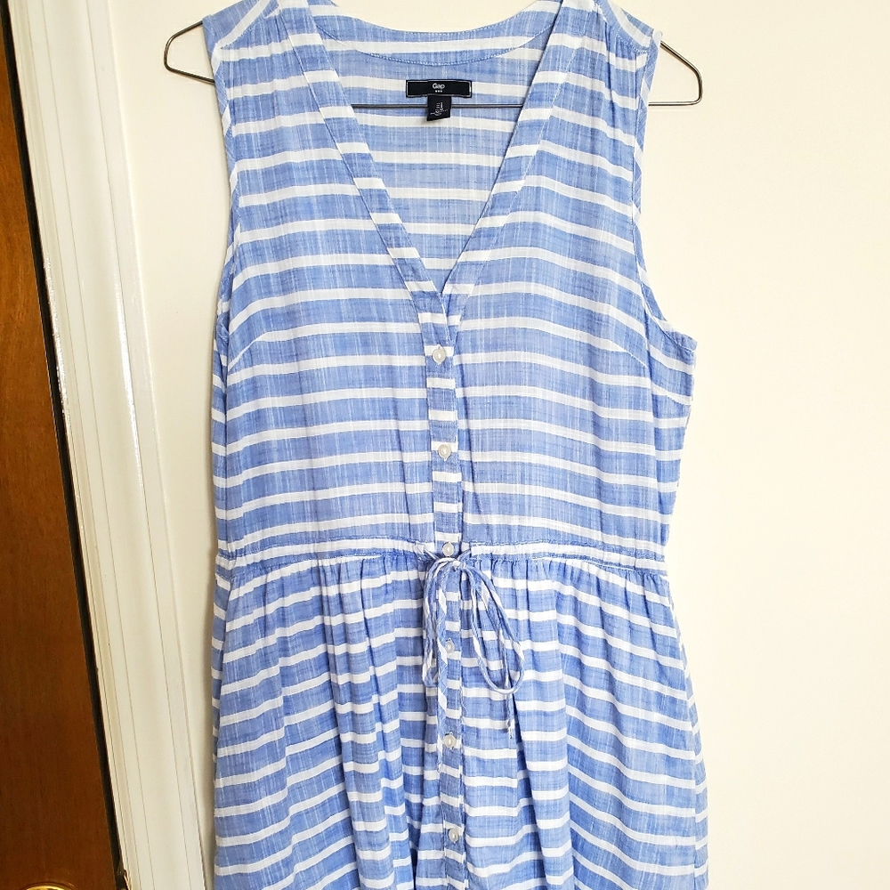 Gap Blue and White Striped Dress With POCKETS
